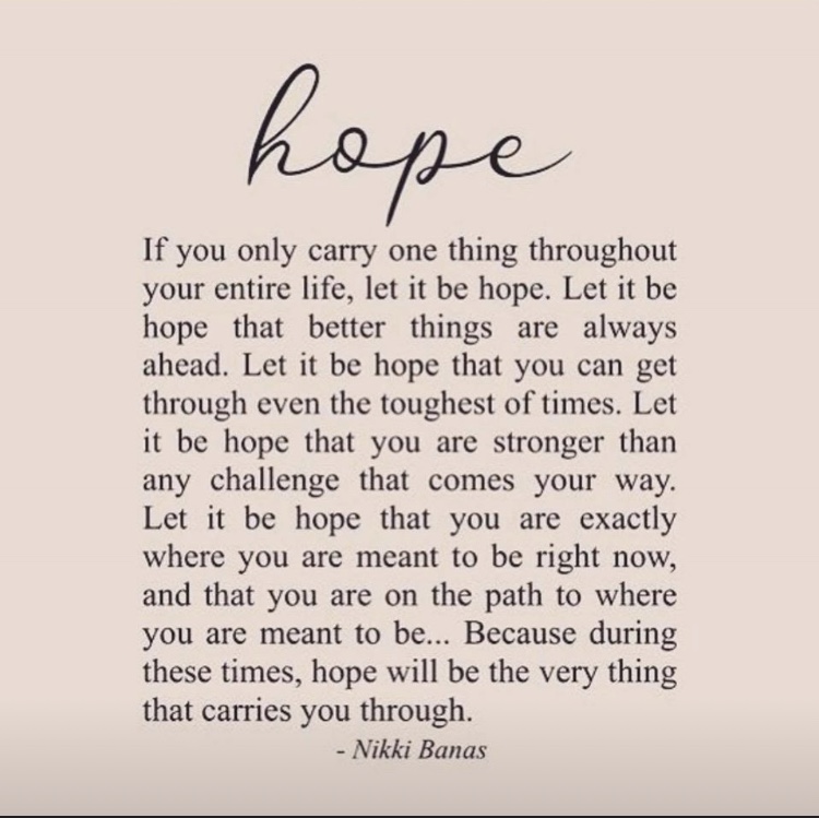 Hope quotation from Nikki Banas